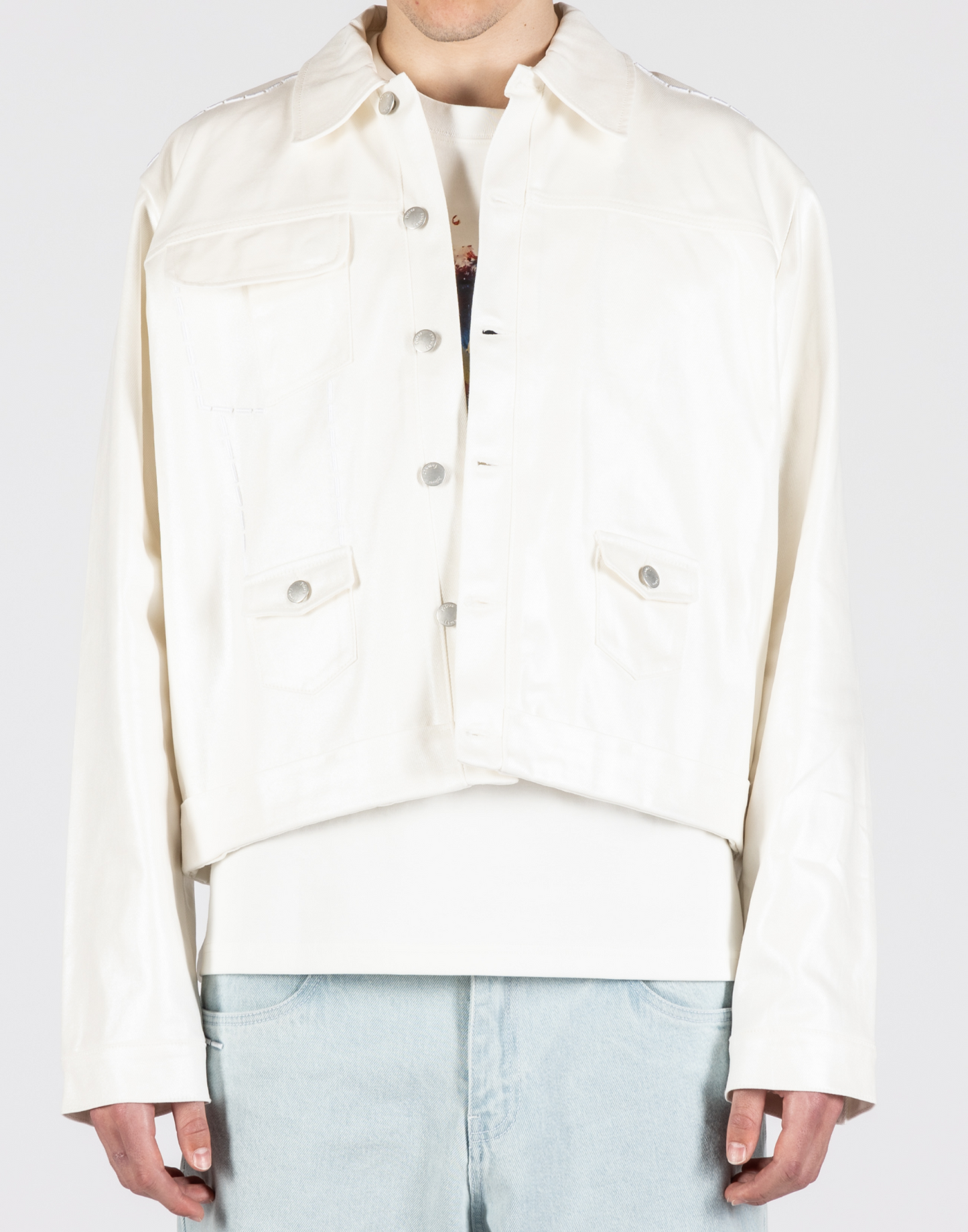 WHITE WAXED DENIM JACKET