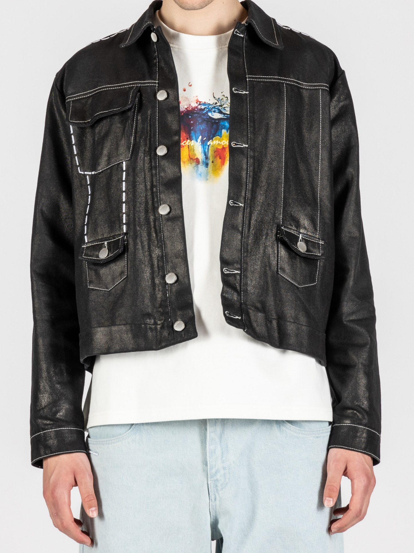 BLACK WAXED DENIM JACKET