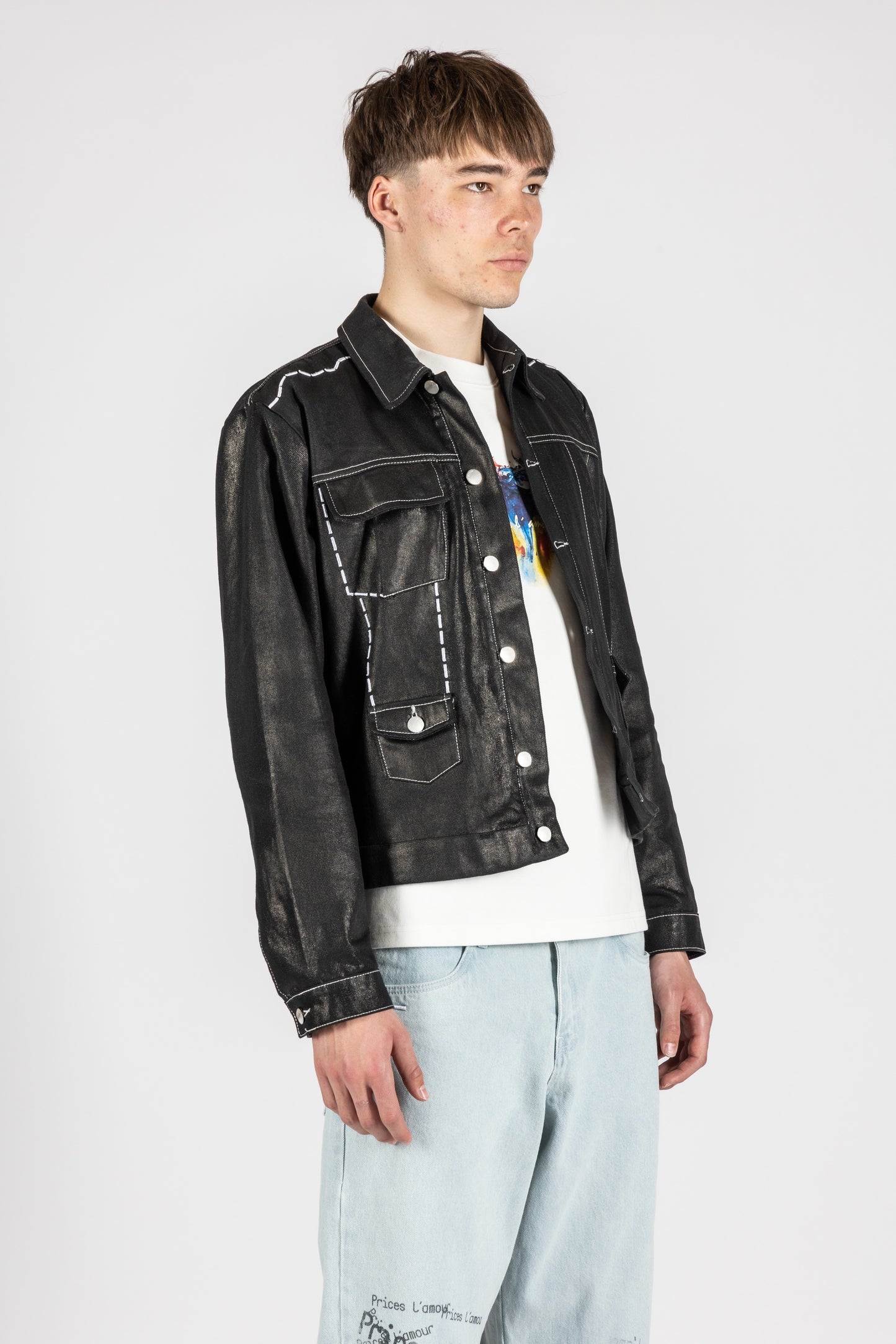 BLACK WAXED DENIM JACKET