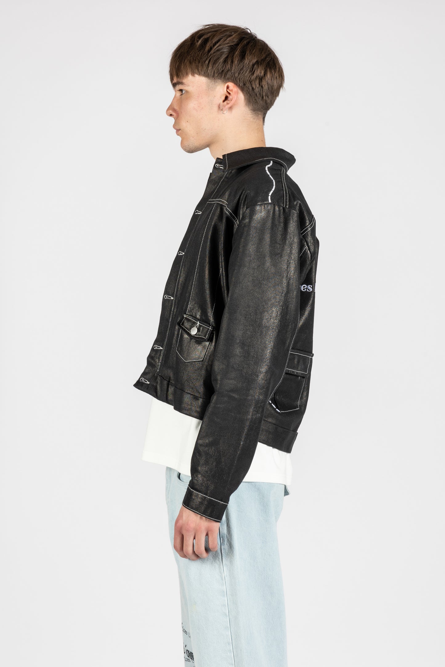 BLACK WAXED DENIM JACKET